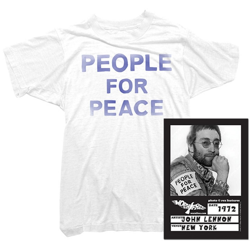 Image of John Lennon T-Shirt - People For Peace Tee Worn By Mens