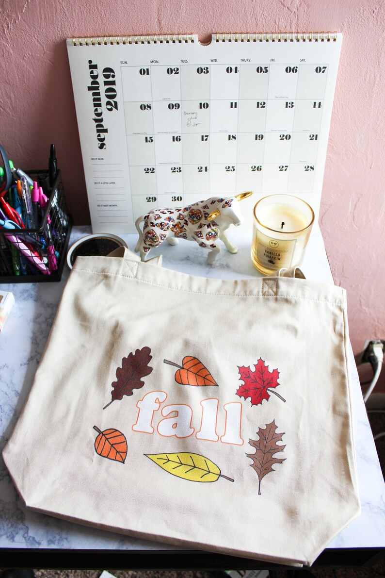 Fall Leaves Eco Tote Bag Graphic Print Tote Printed Handbags Hygge Gifts Fall Accessories Gifts for Her Cozy Gifts Autumn Accessories