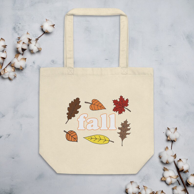 Fall Leaves Eco Tote Bag Graphic Print Tote Printed Handbags Hygge Gifts Fall Accessories Gifts for Her Cozy Gifts Autumn Accessories