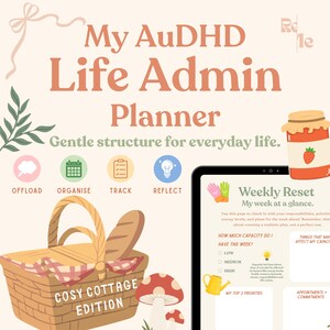 AuDHD Lebensplaner (Cottagecore Edition) – Digitaler Download – Druckbare Arbeitsblätter für die tägliche Aufgabenplanung und den wöchentlichen Neustart