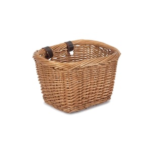 The Bicycle Basket Co. HERITAGE Bicycle Basket. Light steamed full willow - Real leather straps - Ideal for leisurely rides, daily errands