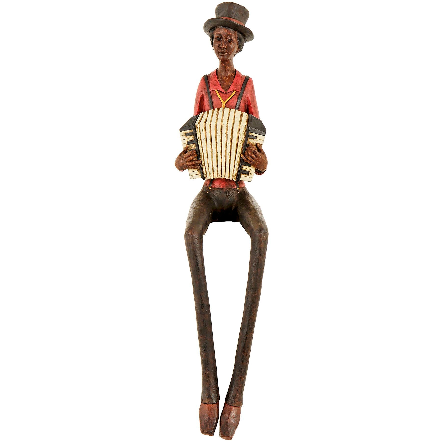 ジャズミュージシャンブロンズ4体セット　楽器　置物 Set X 4 Sitting Jazz Band Figurines, Handcrafted, Perfect