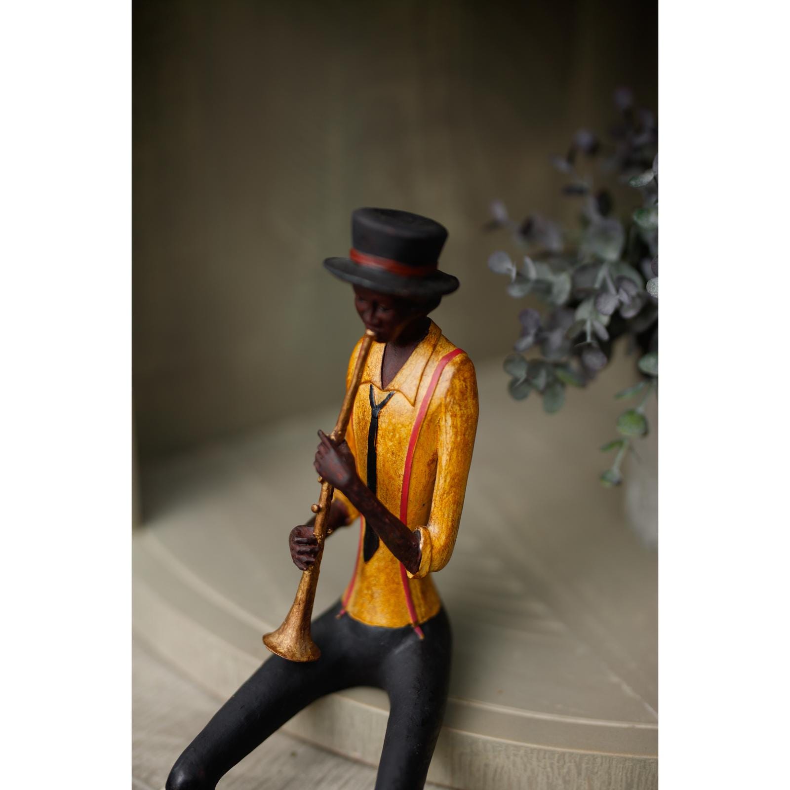 ジャズミュージシャンブロンズ4体セット　楽器　置物 Set X 4 Sitting Jazz Band Figurines, Handcrafted, Perfect