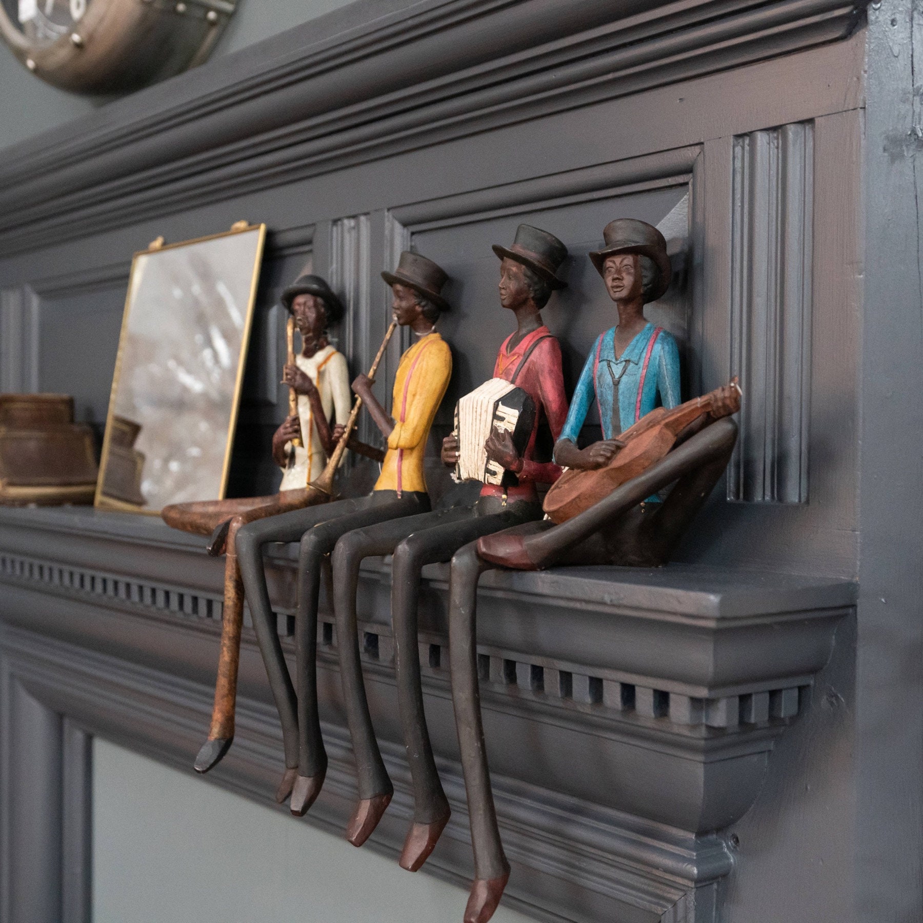 Set X 4 Sitting Jazz Band Figurines, Handcrafted, Perfect