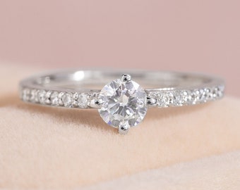 Affordable Diamonds Engagement Pave Ring Proposal Gold Ring