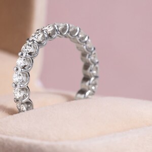 2 Carat Eternity Ring Eternity Band Round Cut Full Eternity Diamond Ring 14K White Gold OR Yellow and Rose Gold image 2