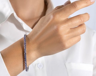 Unique Sparkling Tanzanite Bracelet for Women Tennis Jewelry