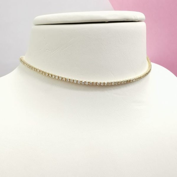 3.8 Carat Diamond Tennis Necklace Solid 14k Gold Natural Round Brilliant Cut Anniversary Gift Certified Diamond