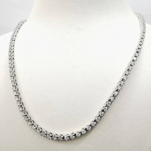 Diamond Tennis Necklace, Solid 14k White Gold, 6.8 Ct Round Cut Diamond in Prong Set, Certified D/VVS2, Real Diamond Necklace, For Women