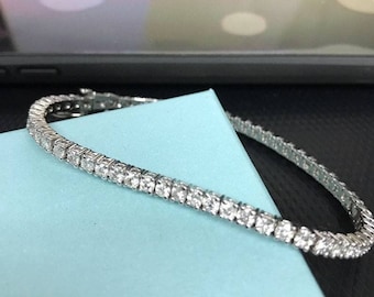 Diamond Tennis Bracelet in 14k White Gold, Beautiful Natural Round Diamonds, Gift for Women, 5.3 Carat H VS2