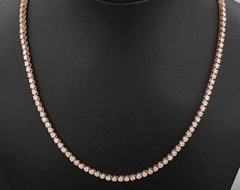 8.3 Carat Real Diamond Tennis Necklace, Perfect Round Brilliant Cut D/VS2, Solid 14k Gold, Certified Diamond Necklace, Unique Gift for Her