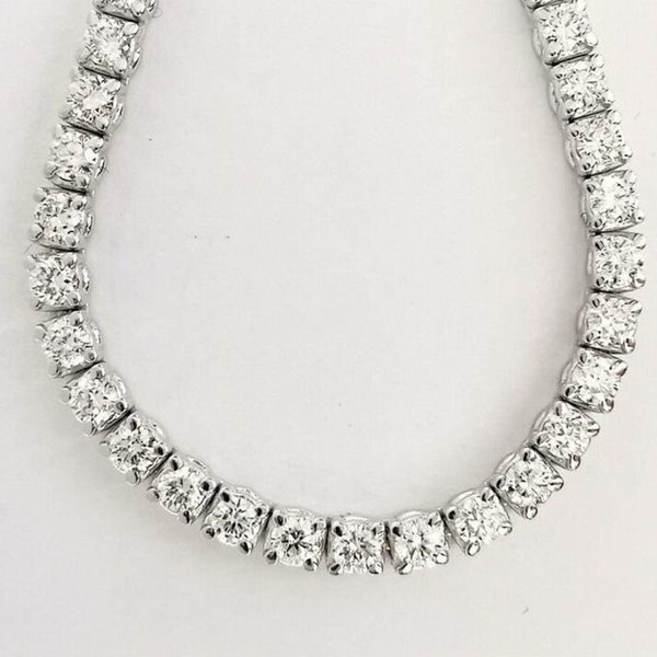 2.85 Carat Diamond Tennis Necklace, 14k White Gold, Natural Round Brilliant Cut in Prong Set, Certified Diamond D/VVS2, For Women
