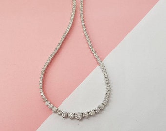 7.45 Ct Tennis Graduated Diamonds Bridal Necklace for Women Tennis Jewelry Luxurious Necklace