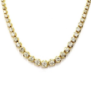 2mm Gold Diamond Tennis Necklace, Gold Tennis Necklace, Diamond Tennis Necklace, Tennis Choker Necklace, Prongs Chain Necklace