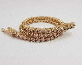 1.80 Carat Real Diamond Tennis Bracelet in 14k Rose Gold, Natural Prong Set, Round Cut, Fancy Pink VVS2