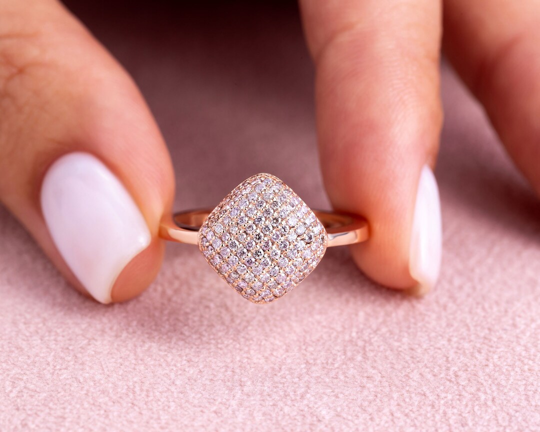 Pink Diamonds Statement Ring for Women Special Occasion Luxury Etsy