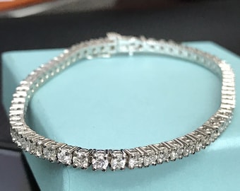 Tennis Bracelet 4.50 Ct Beautiful Real Diamond Tennis Bracelet Round Cut 14K White Gold F VS1 For him For her apprasied and certified