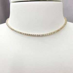 4.8 Carat Diamond Tennis Necklace, Solid 14k Yellow Gold, Natural Round Brilliant Cut Diamond, Certified D/VVS2, Necklace for Women