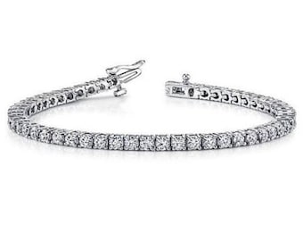 Tennis Bracelet Diamond, Real 14k White Gold, Beautiful Natural Diamonds, Designer Bracelet, Certified 4.8 Carat E/VVS2 7&quot;