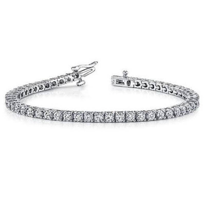 Diamond Tennis Bracelet in 14k White Gold, Beautiful Natural Round Diamonds, Gift for Women, 5.5 Carat H VS2