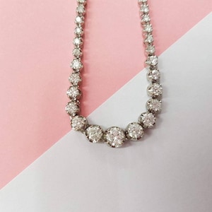 Fine Diamond Graduated Tennis Necklace 7.40 ct