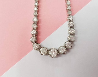 Fine Diamond Graduated Tennis Necklace 7.40 ct