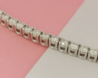 1.8 Carat Diamond Tennis Bracelet, Solid 14k White Gold, Perfect Round Brilliant Cut, Certified Diamond F-G/VS2/SI1, For Women