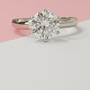 1 kt solitaire gecertificeerde natuurlijke diamanten verlovingsring, massief gouden bruidsring verlovingsring, diamanten ring van 6,5 mm