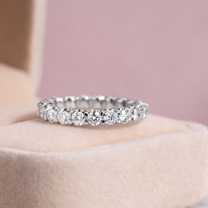 2 Carat Eternity Ring Eternity Band Round Cut Full Eternity Diamond Ring 14K White Gold OR Yellow and Rose Gold image 3