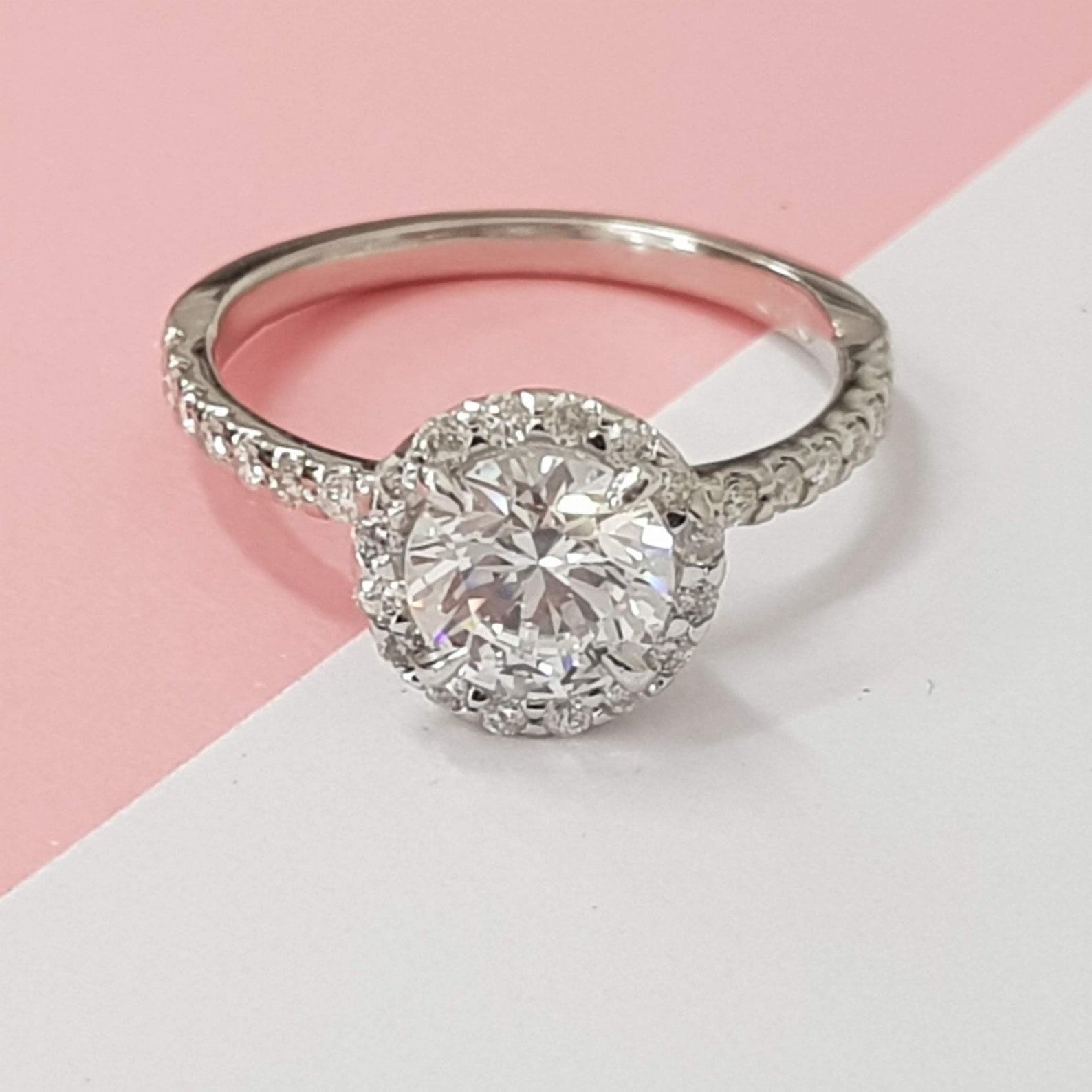 2.50 Ct Beautiful Real Diamond Engagement Ring Round Cut 14K Etsy