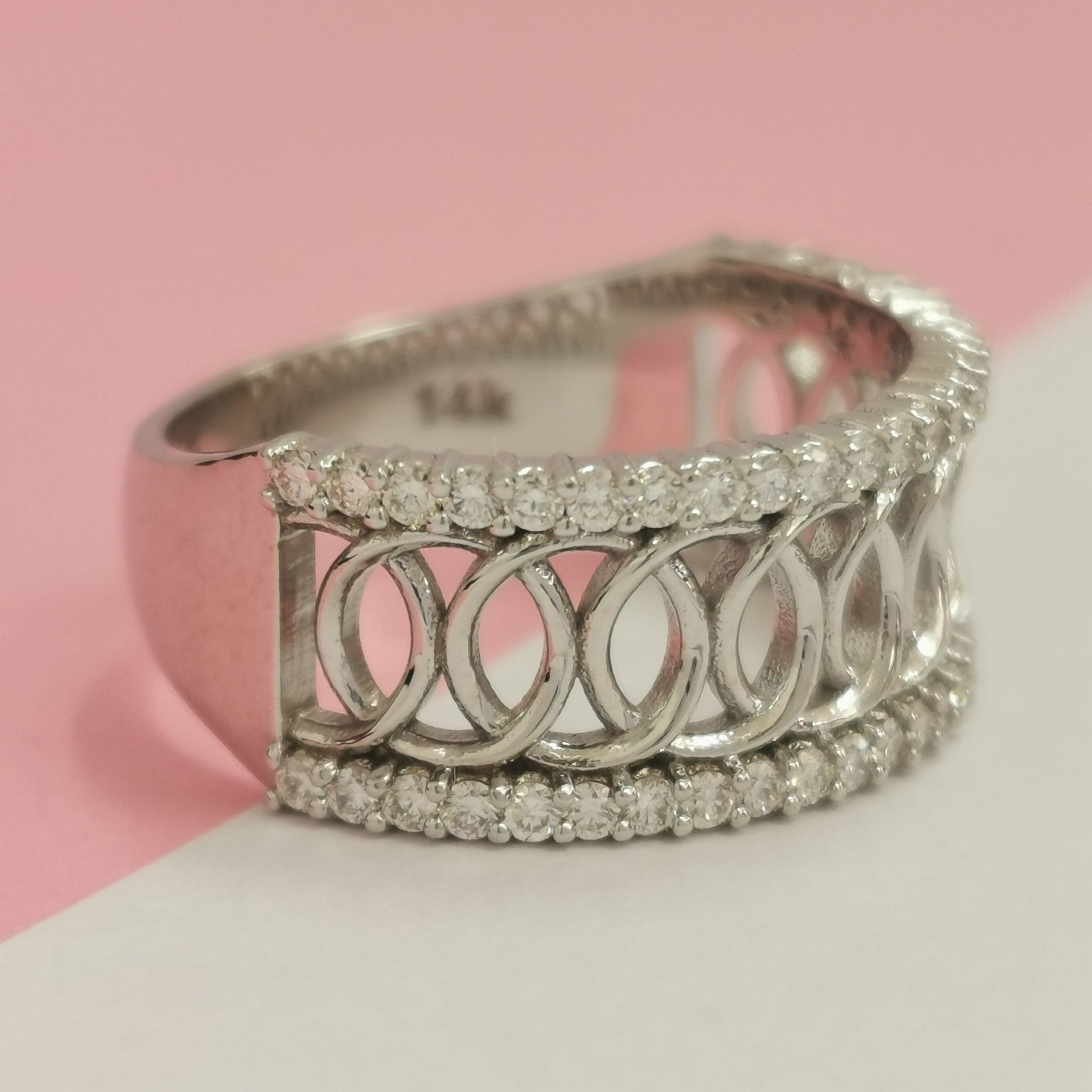 Diamond Designer Ring 0.50 CT Round Cut 14K White Gold D VVS2 Etsy