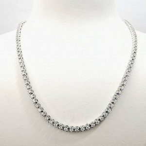 7.45 Carat Real Diamond Tennis Necklace, Certified Round Cut Diamond D/VVS2, Real 14k Gold Necklace, Perfect Gift, For Women