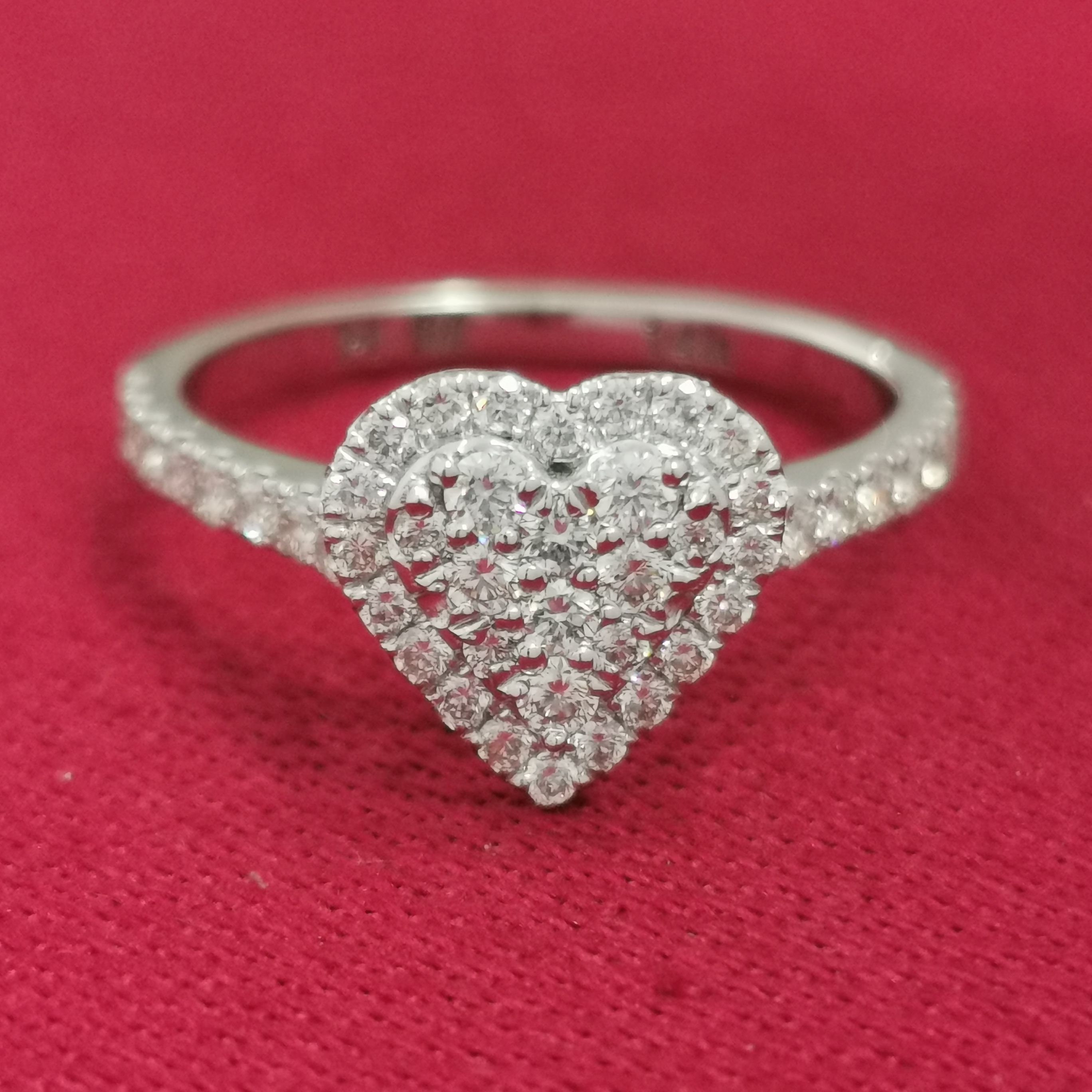 1.25 Ct Diamond Ring 14k Real White Gold Heart Shape in Pave Etsy