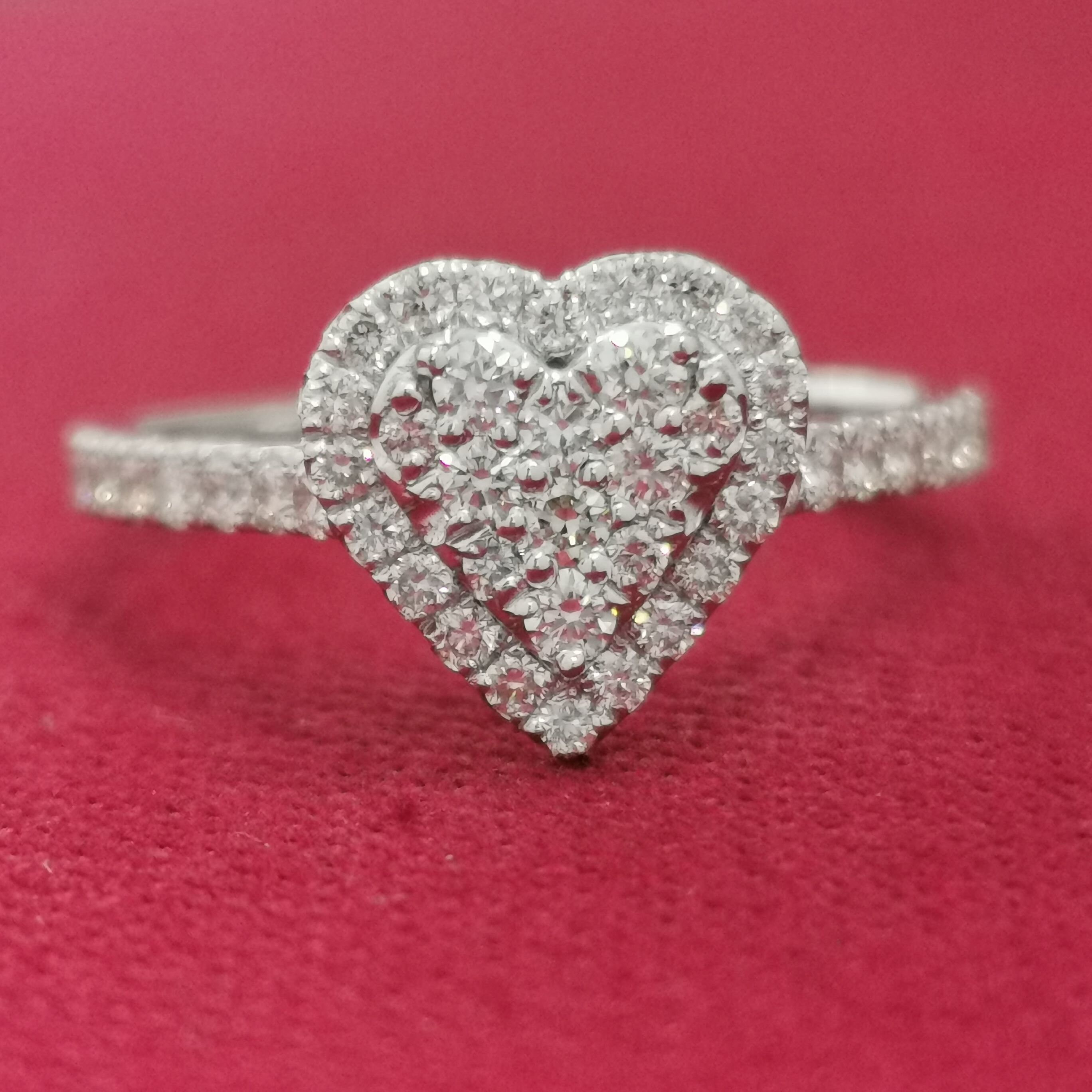 1.25 Ct Diamond Ring 14k Real White Gold Heart Shape in Pave Etsy
