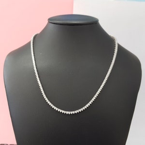 9.05 Carat Diamond Tennis Necklace, Real 14k White Gold, Diamond Necklace in Prong Set , Certified Round Brilliant Cut D/VVS2, For Women