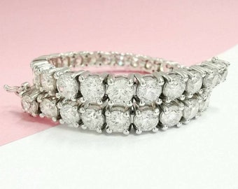 19 Carat Diamond Tennis Bracelet, Solid 14k White Gold, Natural Round Brilliant Cut, Bracelet for Her, DEF/VS2-SI1, For Women