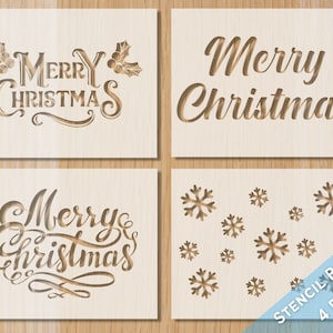 Merry Christmas Stencil Bundle: Baking & Craft Stencils (4pc)
