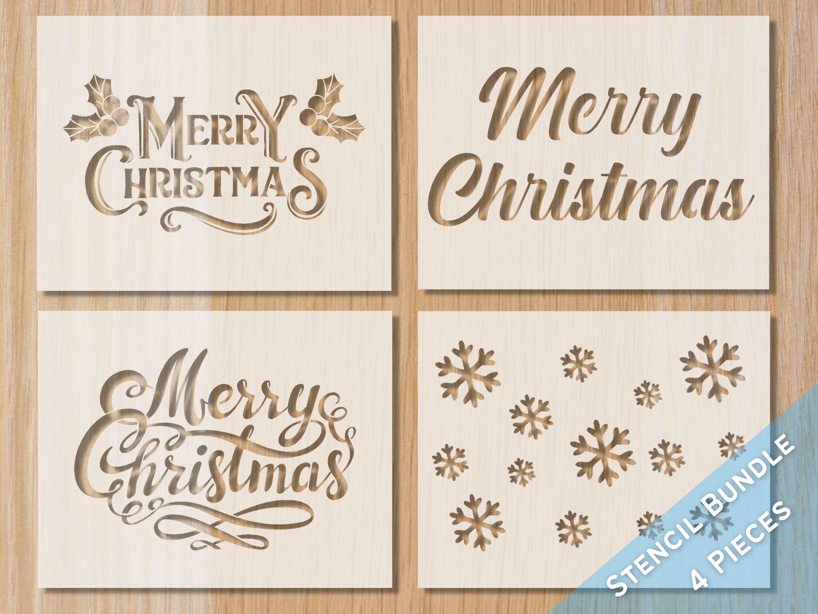 Merry Christmas Stencil Digital Template SVG DXF Eps Png Files for