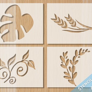 Leaf Stencil Bundle: Monstera, Wheat, Eucalyptus (4pc)