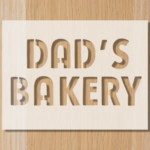 Dad&#39;s Bakery Stencil: Reusable Baking Decoration (12cm x 19cm)