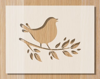 Bird on Branch Stencil: Sourdough Bread, Cake, Wall Decor (A5)