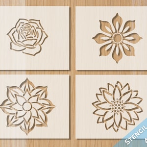 Stainless Steel Metal Stencil Oblong Ornate Rose Floral Emboss