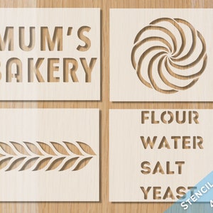 Mum&#39;s Bakery Stencil Set: Bread, Cake & Craft Stencils (4pc)