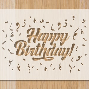 Happy Birthday Schablone - Festliche Schablone Konfetti Back schablone Brot Schablone Sourdough Schablone Wand schablone Bastelschablone Backen Geschenk