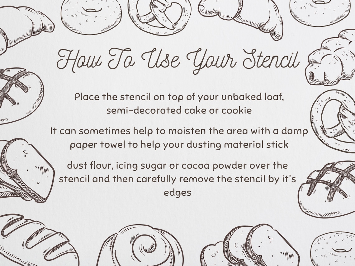 BREAD BAKER STENCIL Bundle 4pc Stencils Fresh Bread I Loaf Etsy