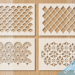 ART DECO STENCIL Bundle 4pc stencils - Stencil ornamentali art deco Stencil artigianale, Stencil da parete, Stencil da forno, Stencil torta, Stencil di pane