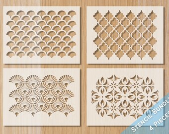 Pacchetto stencil Art Déco: stencil ornamentali da forno e da parete (4 pezzi)