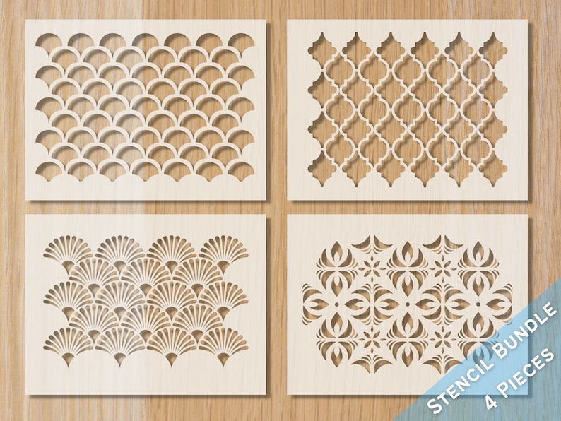 ART DECO STENCIL Bundle 4pc Stencils Ornamental Art Deco Etsy