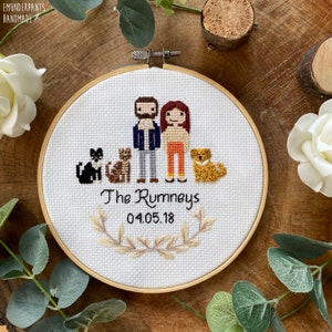 Cross Stitch Custom Personalised Family Portrait