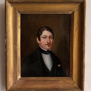 Antique portrait oil painting, portrait of man, Antique Male Portrait Oil Painting, French Oil Painting, Original Oil Painting, Gold Frame